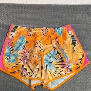 Nike Kids Tropical Floral Shorts - Orange and Pink
